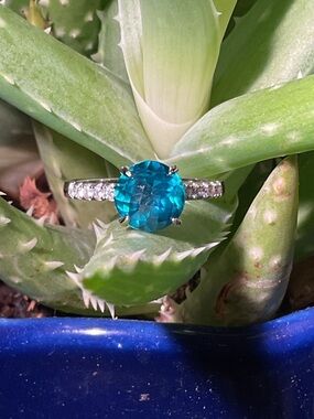 Aqua blue Spinel Silver Ring 7